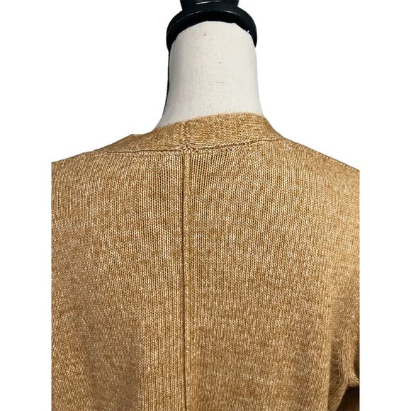 J. Jill Womens Mustard Yellow Marled Knit Cardigan Sz L Minimalist Closet Staple - Picture 4 of 5